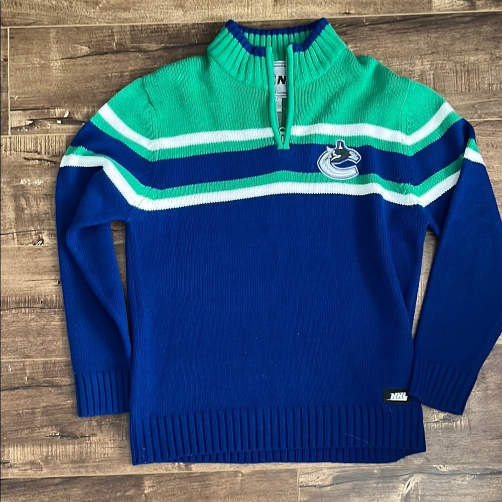 NHL Men's Blue and Green Sweater